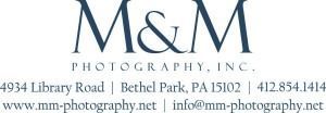 M&M Photography logo with business contact info and website at the bottom