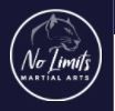 No Limits Martial Arts logo on a dark background, with a circular white emblem and script text.