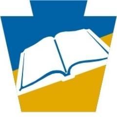 Open book icon on blue and yellow background