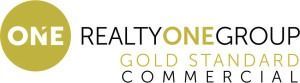 Realty One Group Gold Standard Commercial logo in green, gray and gold on white background