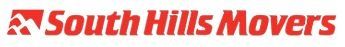 South Hills Movers logo in red text with a red house icon on a white background