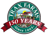 Trix Farms logo with green crest, red ribbon, and text “150 Years Since 1865”