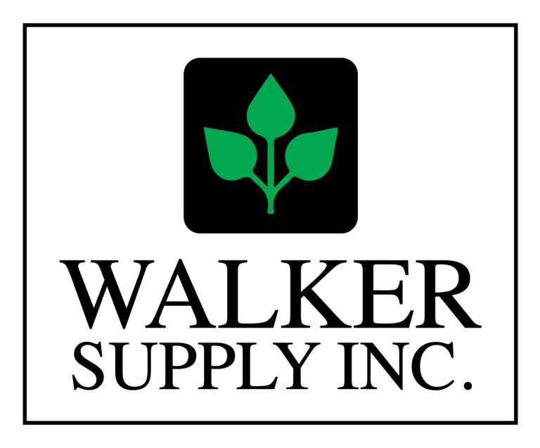 Walker Supply Inc. logo with green leaf icon on black square and black text on white background