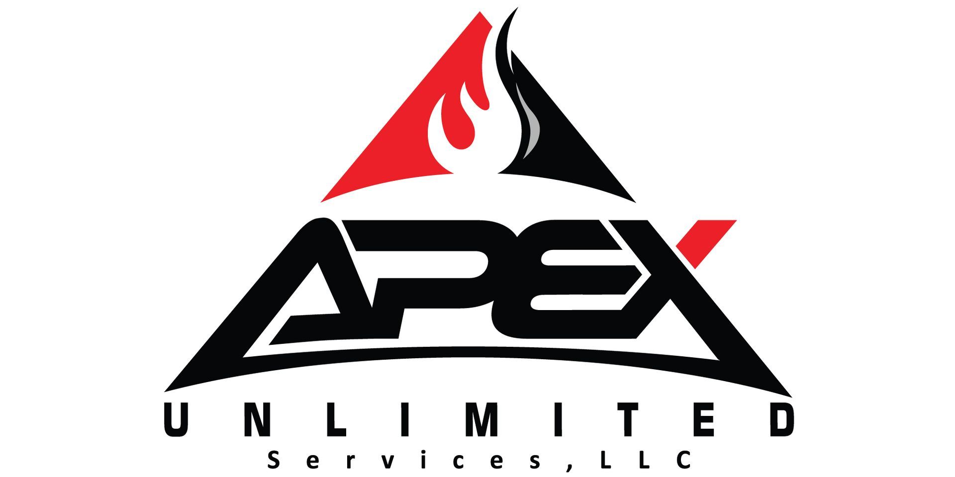 APEX Unlimited logo with red and black stylized flame and bold black text