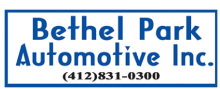 Bethel Park Automotive Inc. logo with blue text and phone number (412)831-0300