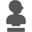Gray user profile silhouette icon on a white square background