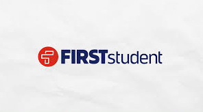 FIRSTstudent logo with red icon and dark blue text on a white background