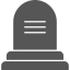 Grey icon of a tombstone with three horizontal lines on it