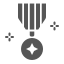 Gray icon of a perfume bottle with a sparkle star and vertical stripes above it