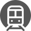 White train icon on a dark gray rounded square background