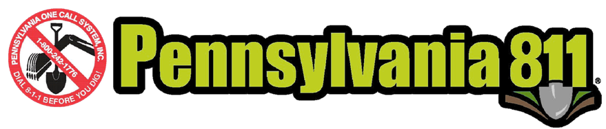 Pennsylvania 811 logo in black and yellow with a red crossed-out digging icon