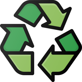 Green recycling symbol with three arrows on a white background