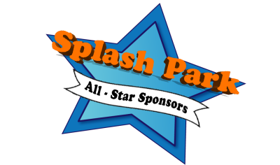 Splash Park logo with blue star, orange text, and white banner reading “All Star Sponsors”