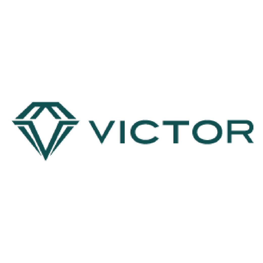 Victor logo with a teal diamond shape. The word 