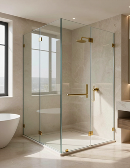 Baño con división de vidrio y luz natural