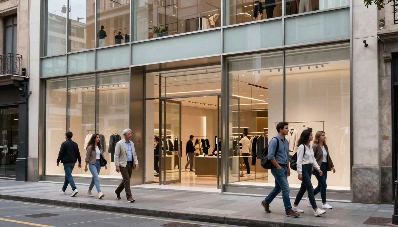 Fachada comercial en vidrio y aluminio en Bogotá