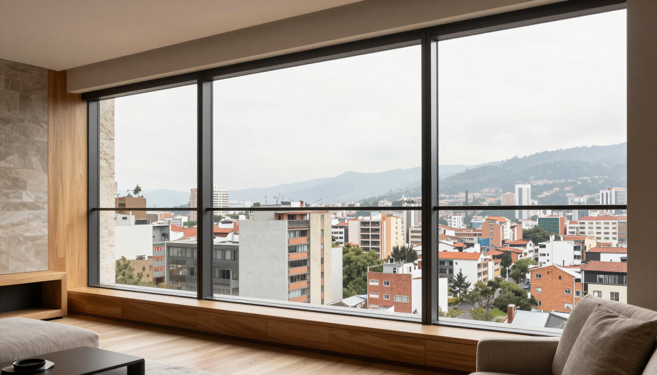 Ventanería antirruido en un apartamento moderno de Bogotá