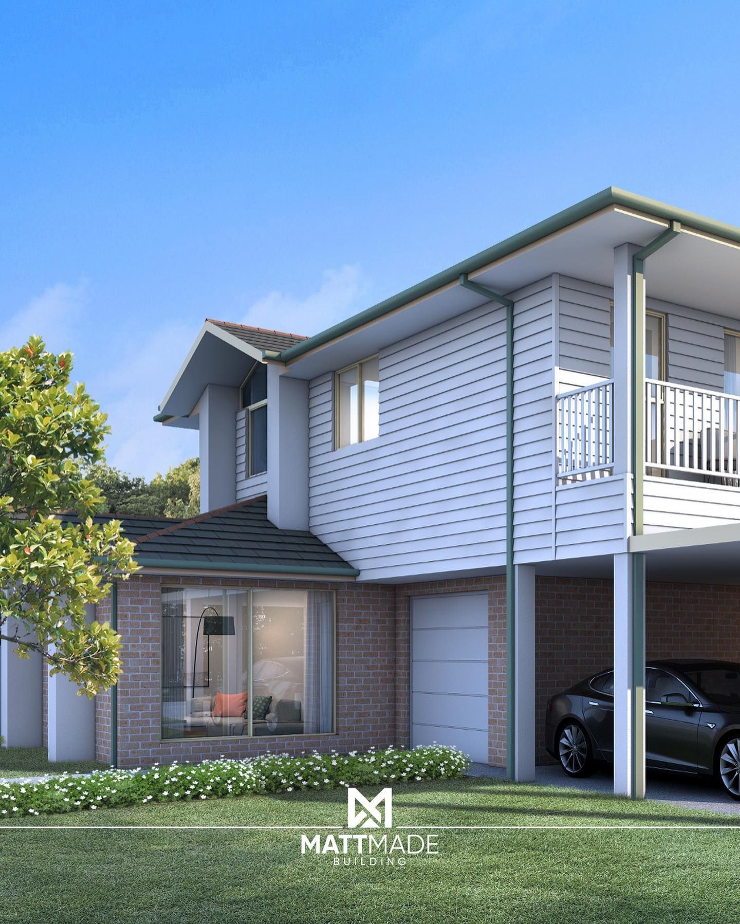 Two-story suburban house with white siding — Matt Made Building in Southern Highlands, NSW