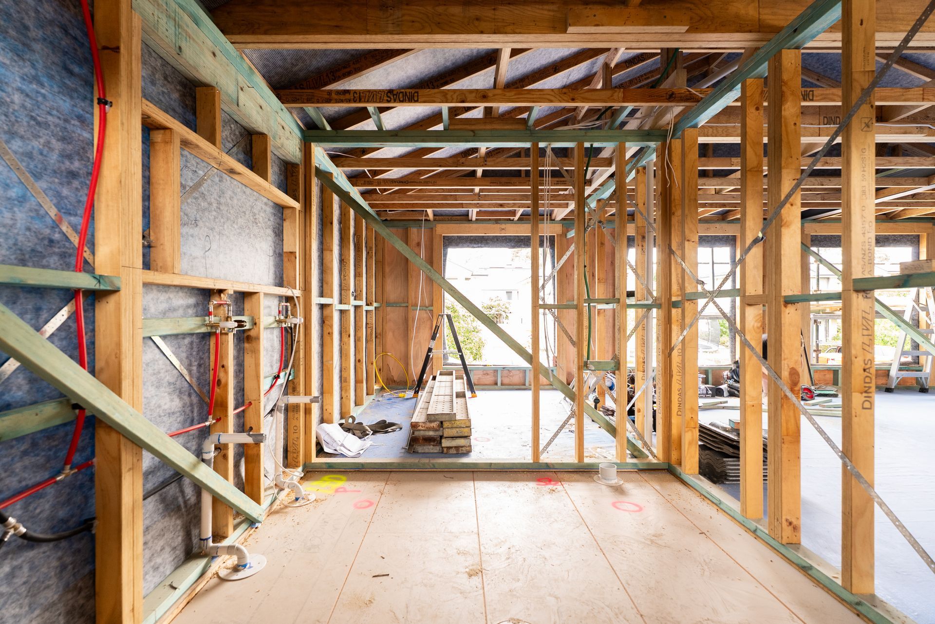 Interior of a House Under Construction With Exposed Wooden Framing — Matt Made Building in Camden, NSW