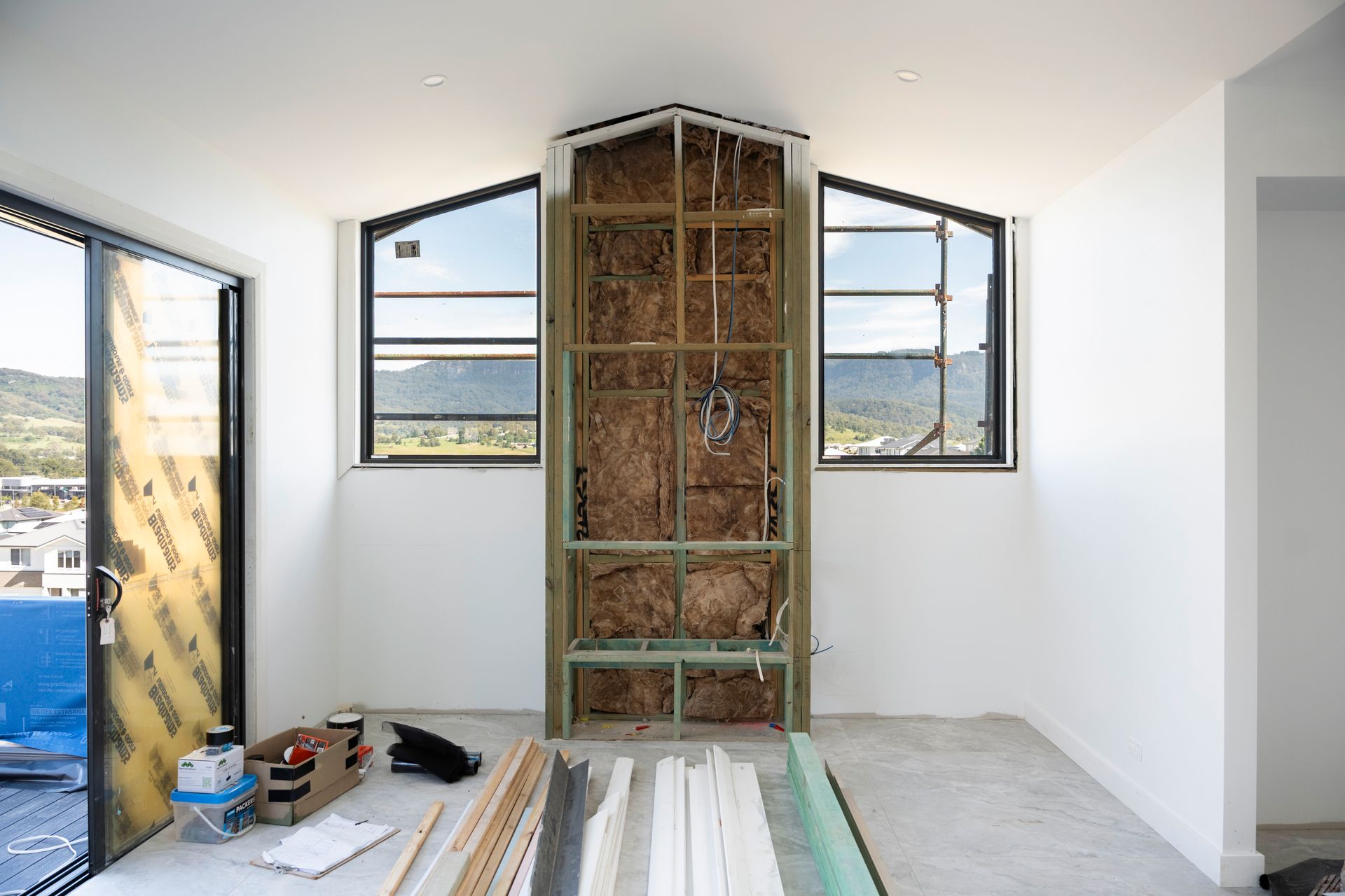 Unfinished Room With Exposed Wall Framing, Open Windows — Matt Made Building in Camden, NSW