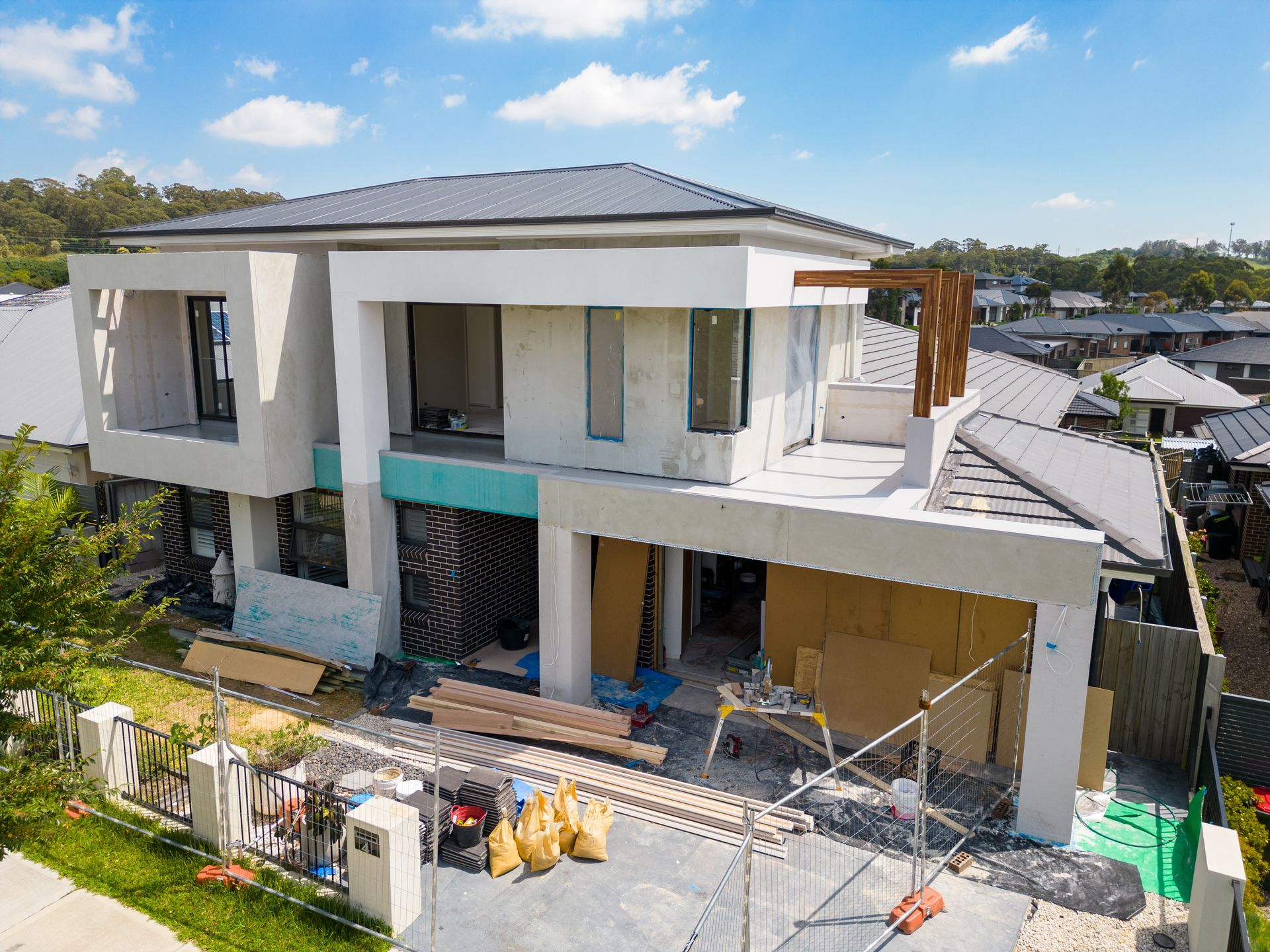 Modern Two-story House Under Construction With Scaffolding — Matt Made Building in Camden, NSW