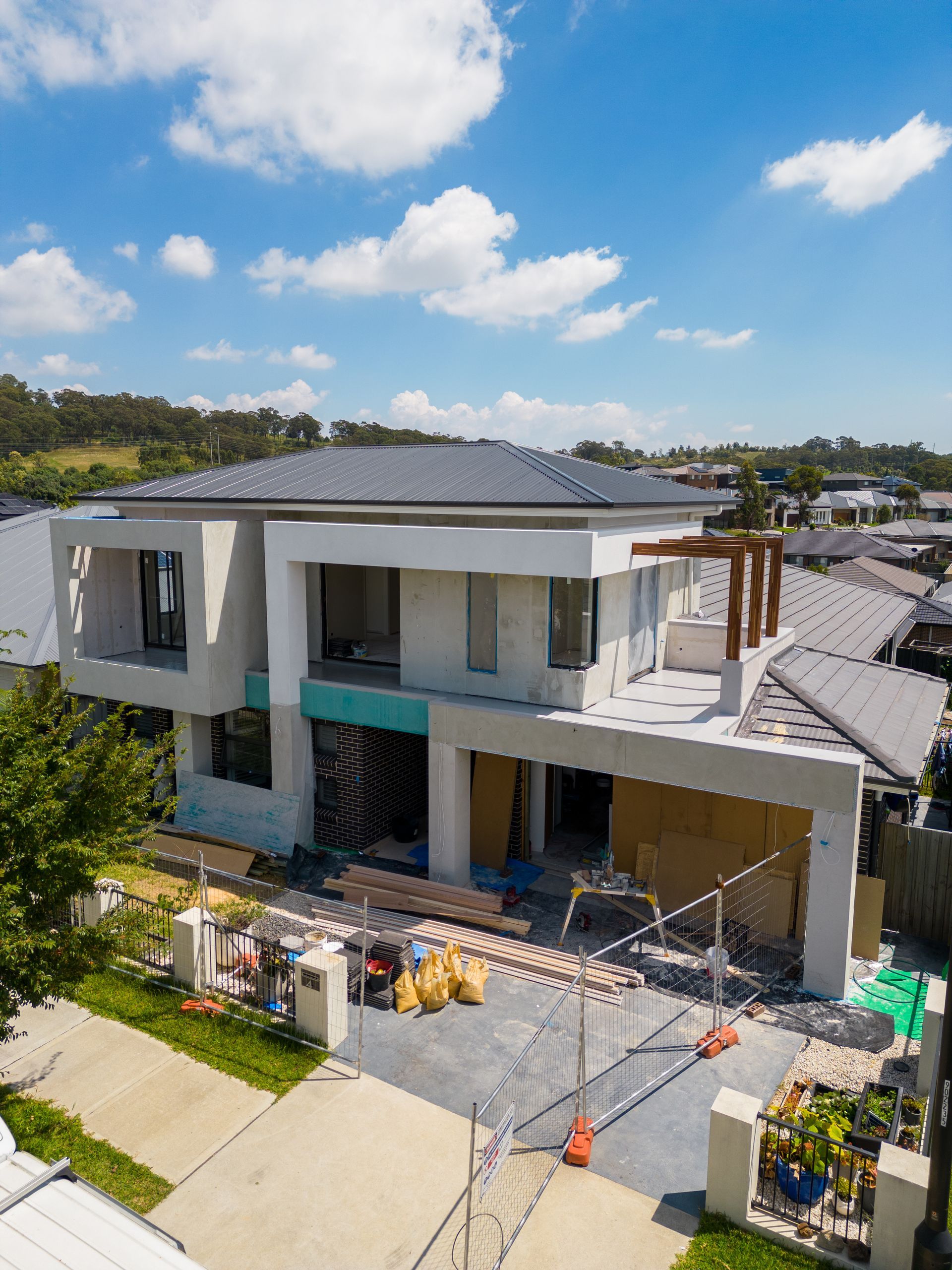 Modern Two-story House Under Construction With Scaffolding — Matt Made Building in Camden, NSW