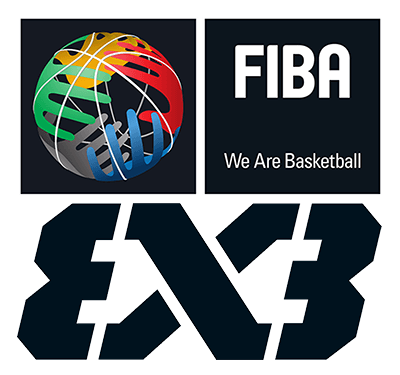 FIBA logo and 3x3 logo; globe basketball and 