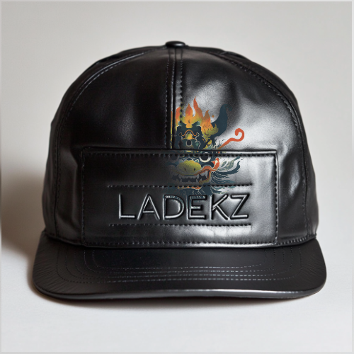 Black leather baseball cap with 