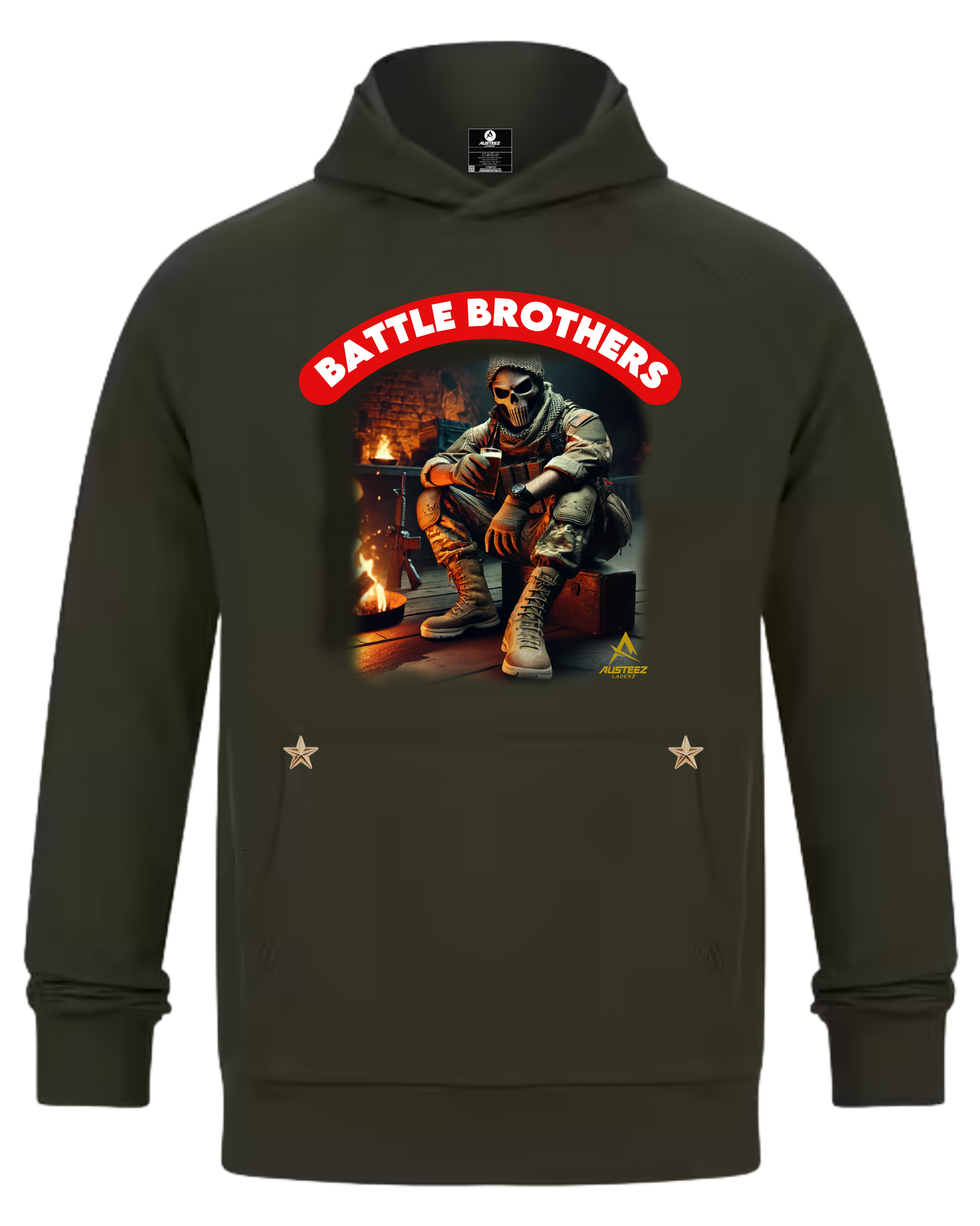 Olive green hoodie with 