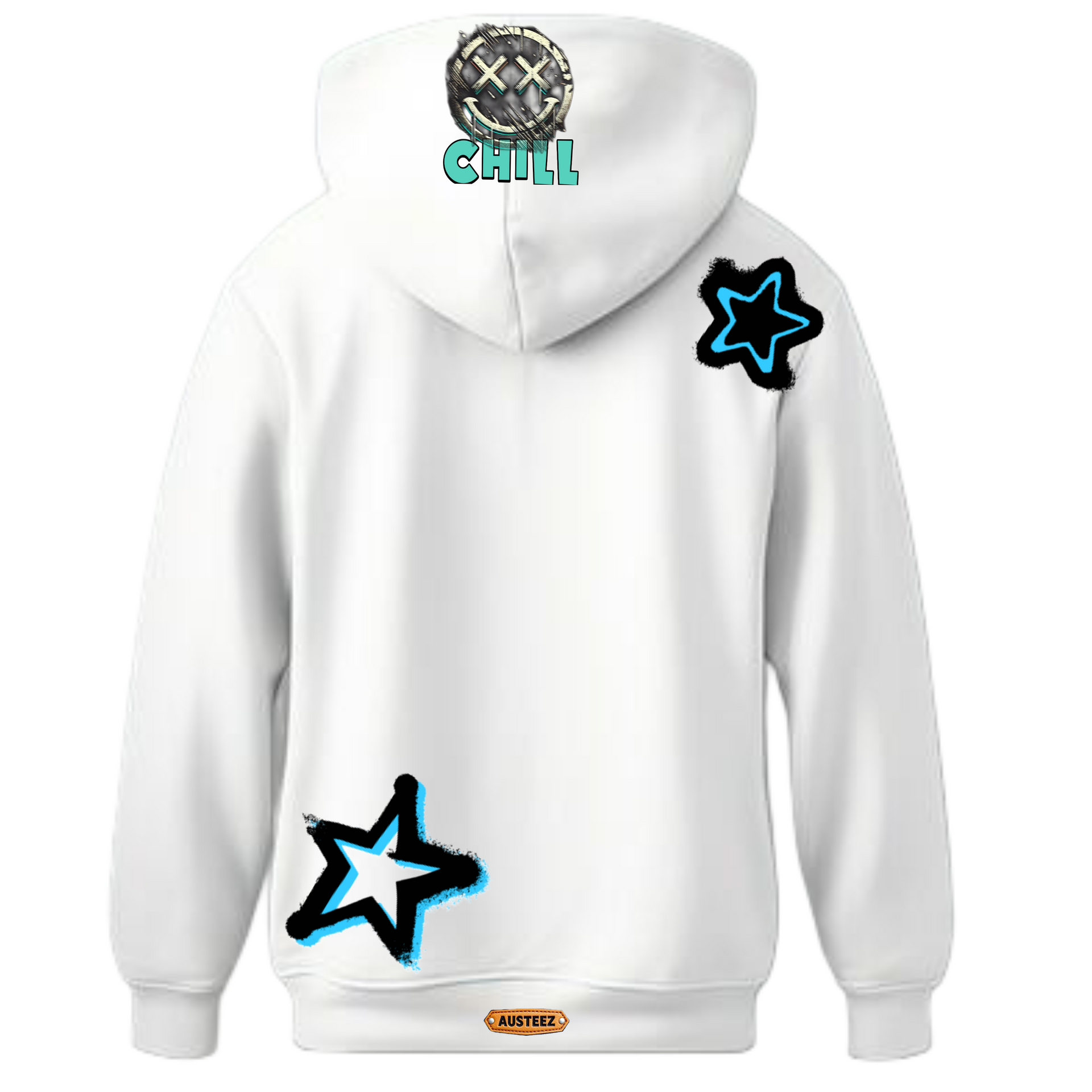 White hoodie with a 