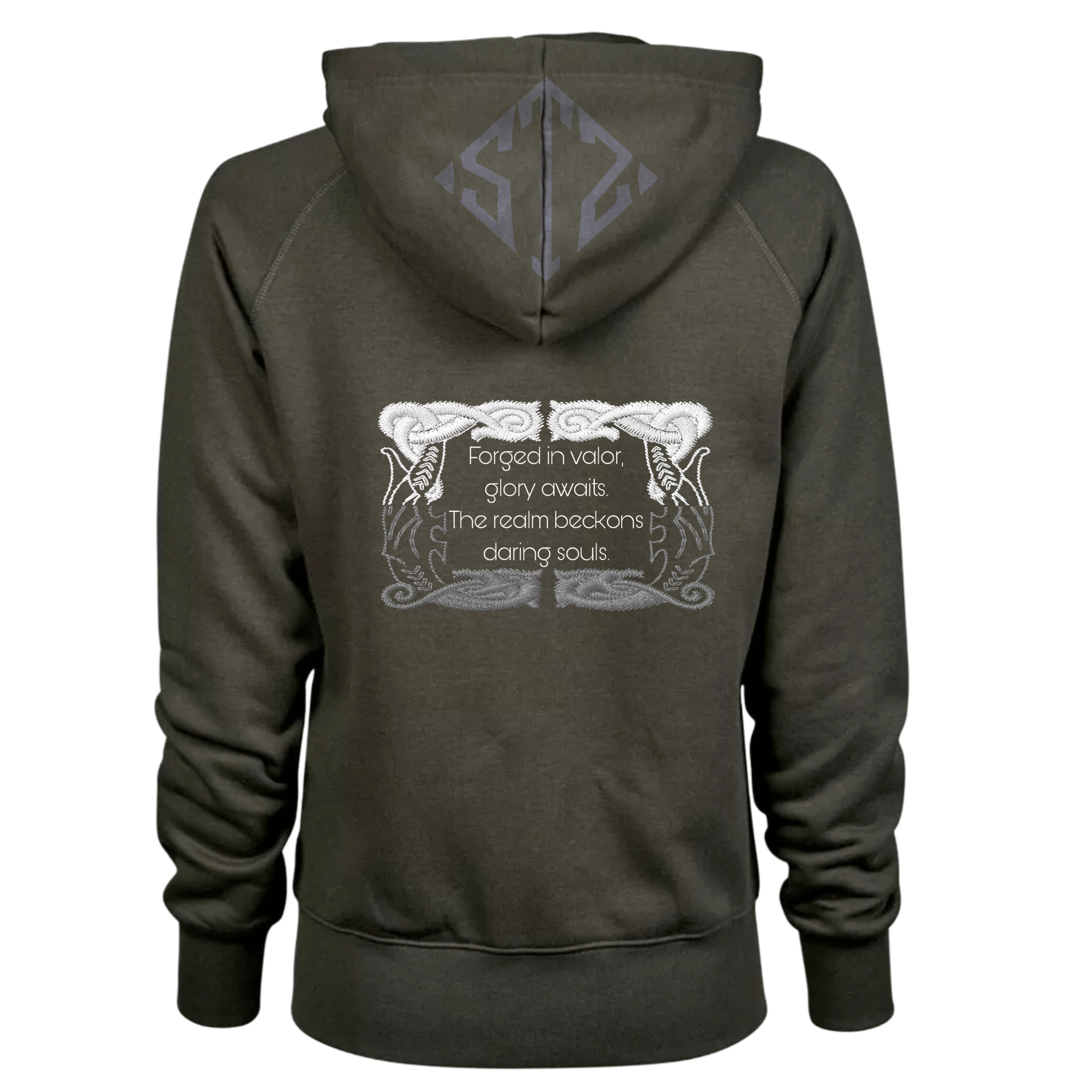 Olive green hoodie with 
