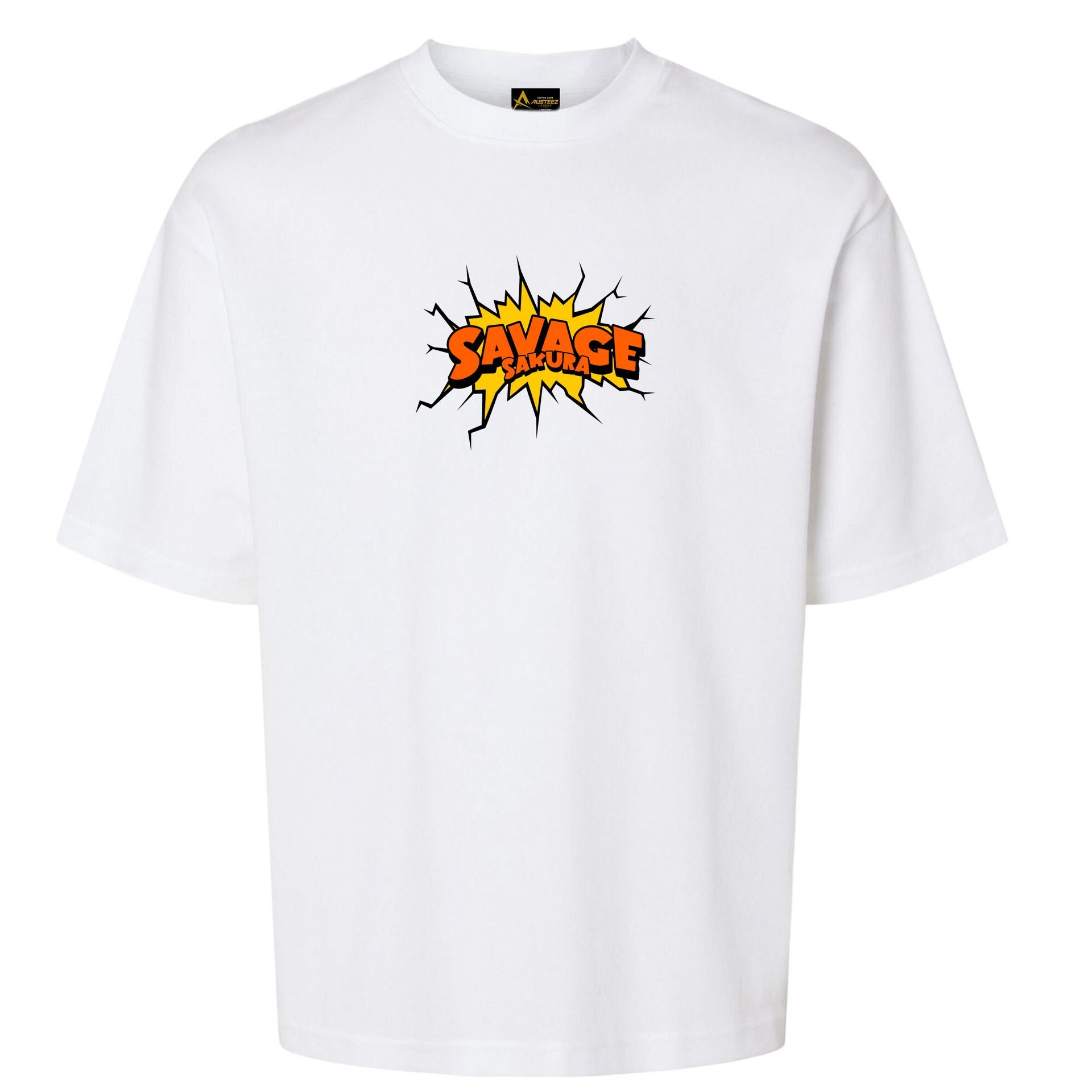 White t-shirt with orange 