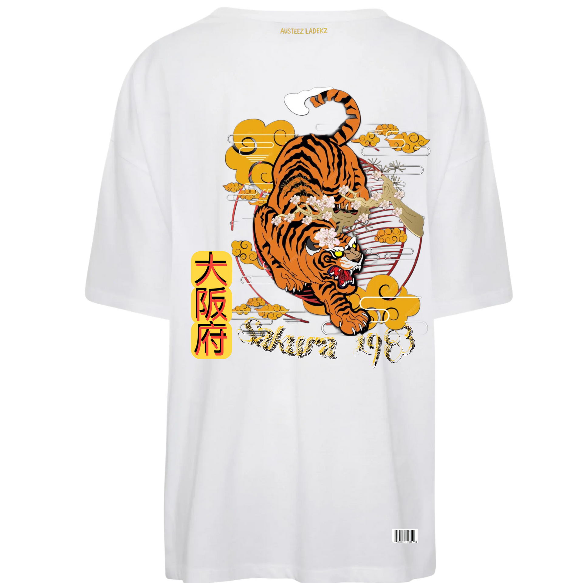 White t-shirt with orange 
