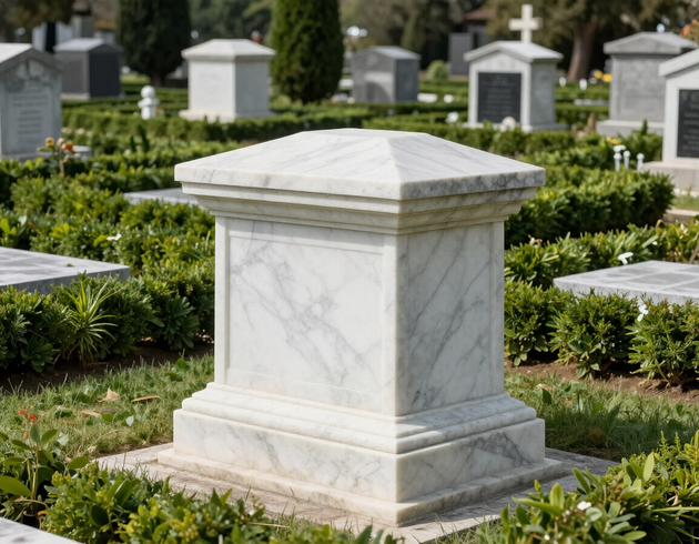 Monumento funerario in marmo in cimitero