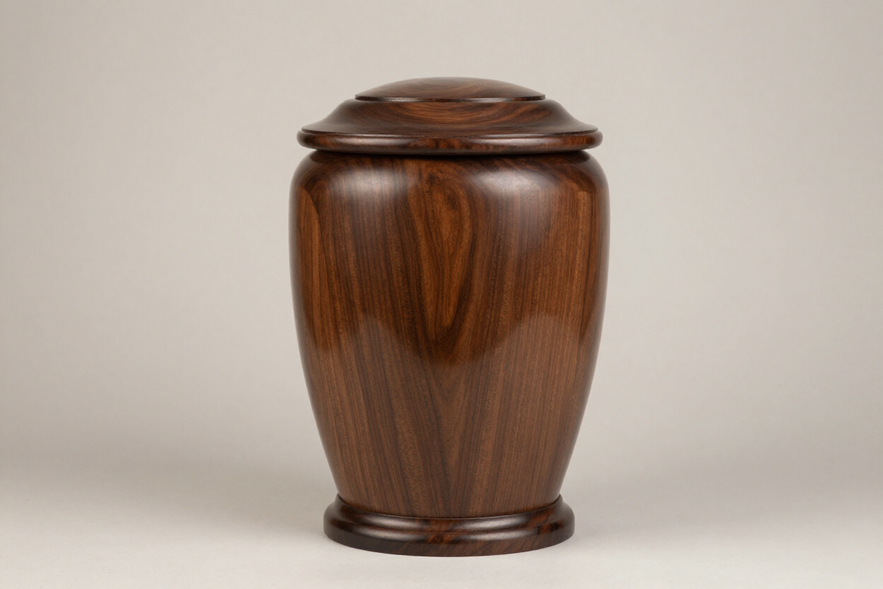 Urna in legno noce con finitura lucida