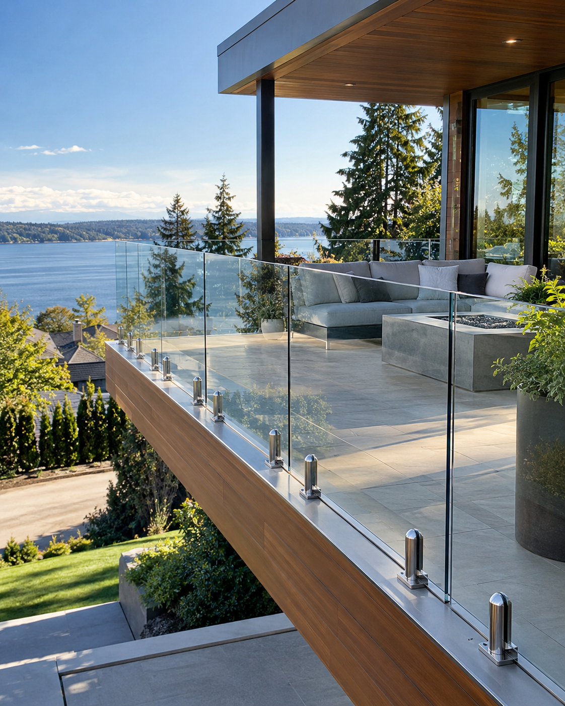 Instagram post showing a finished glass
railing install by a glass company.