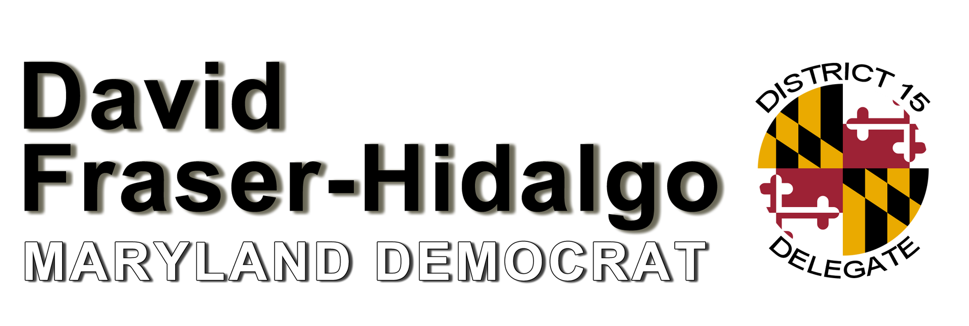 David Fraser-Hidalgo Maryland Democrat campaign logo with black text and a district seal
