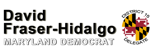 David Fraser-Hidalgo Maryland Democrat campaign logo with black text and a district seal
