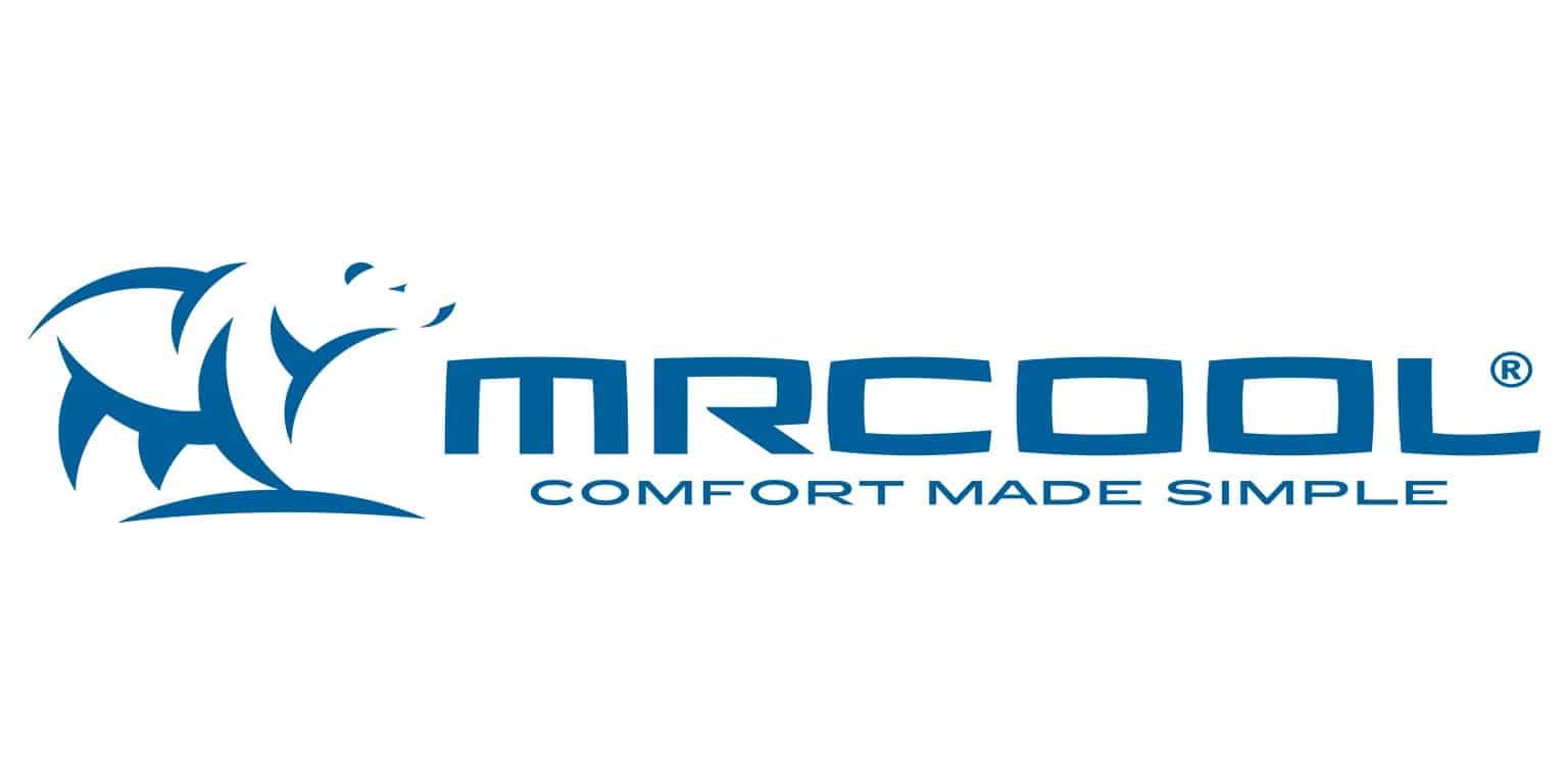 The mrcool logo is blue and white and says `` comfort made simple ''.