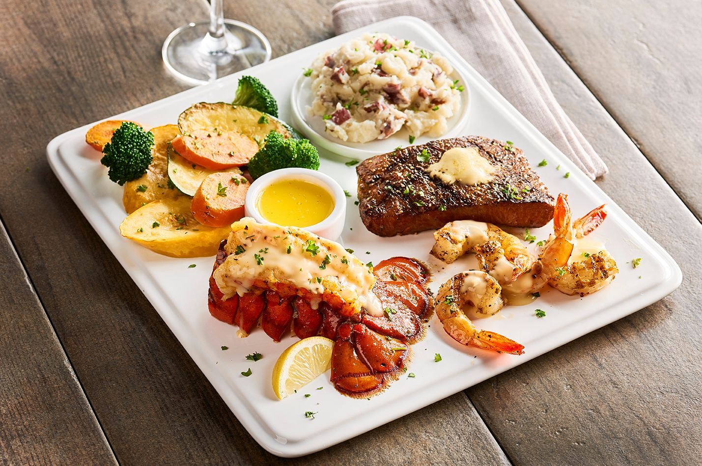 A white plate with a variety of food on it