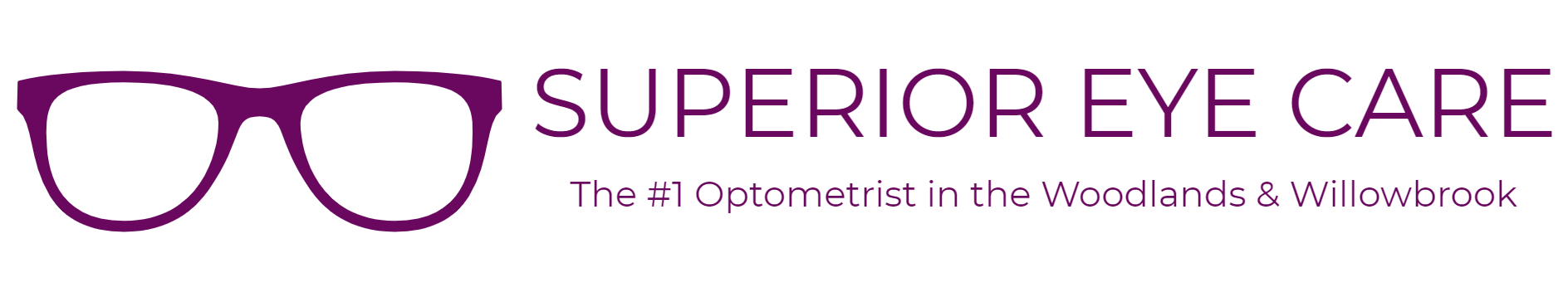 The logo for superior eye care shows a pair of glasses