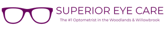 The logo for superior eye care shows a pair of glasses