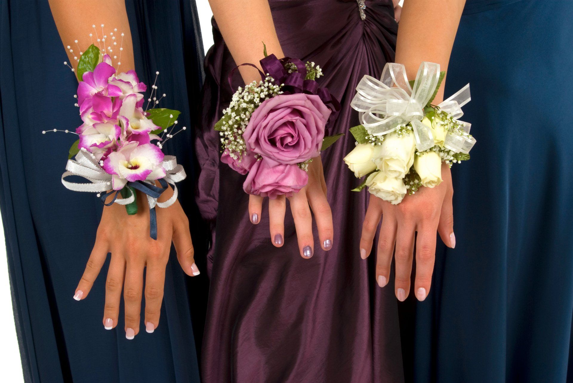 High school girls wearing corsages during prom at CrystalView