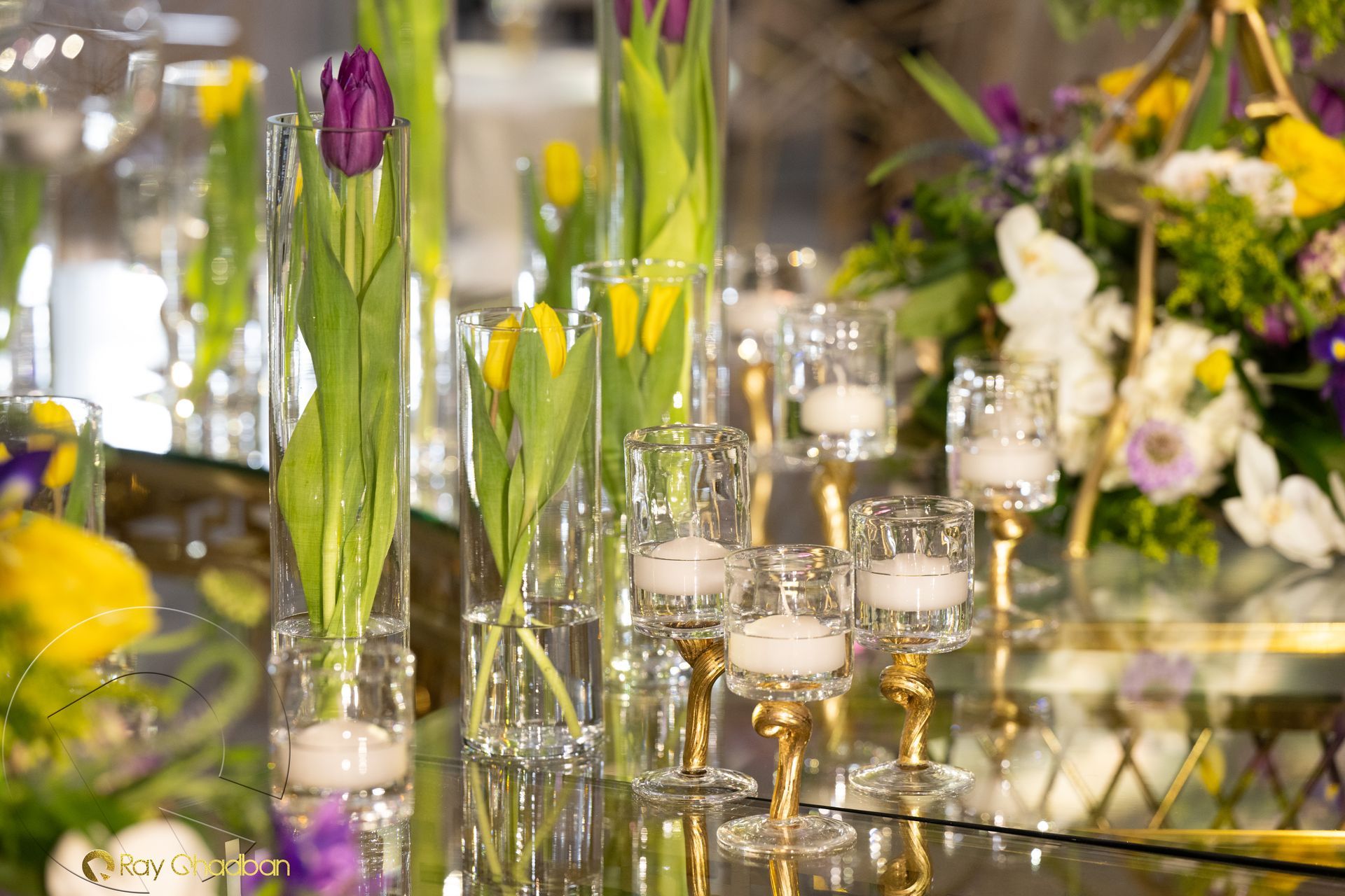 table setting with tulips