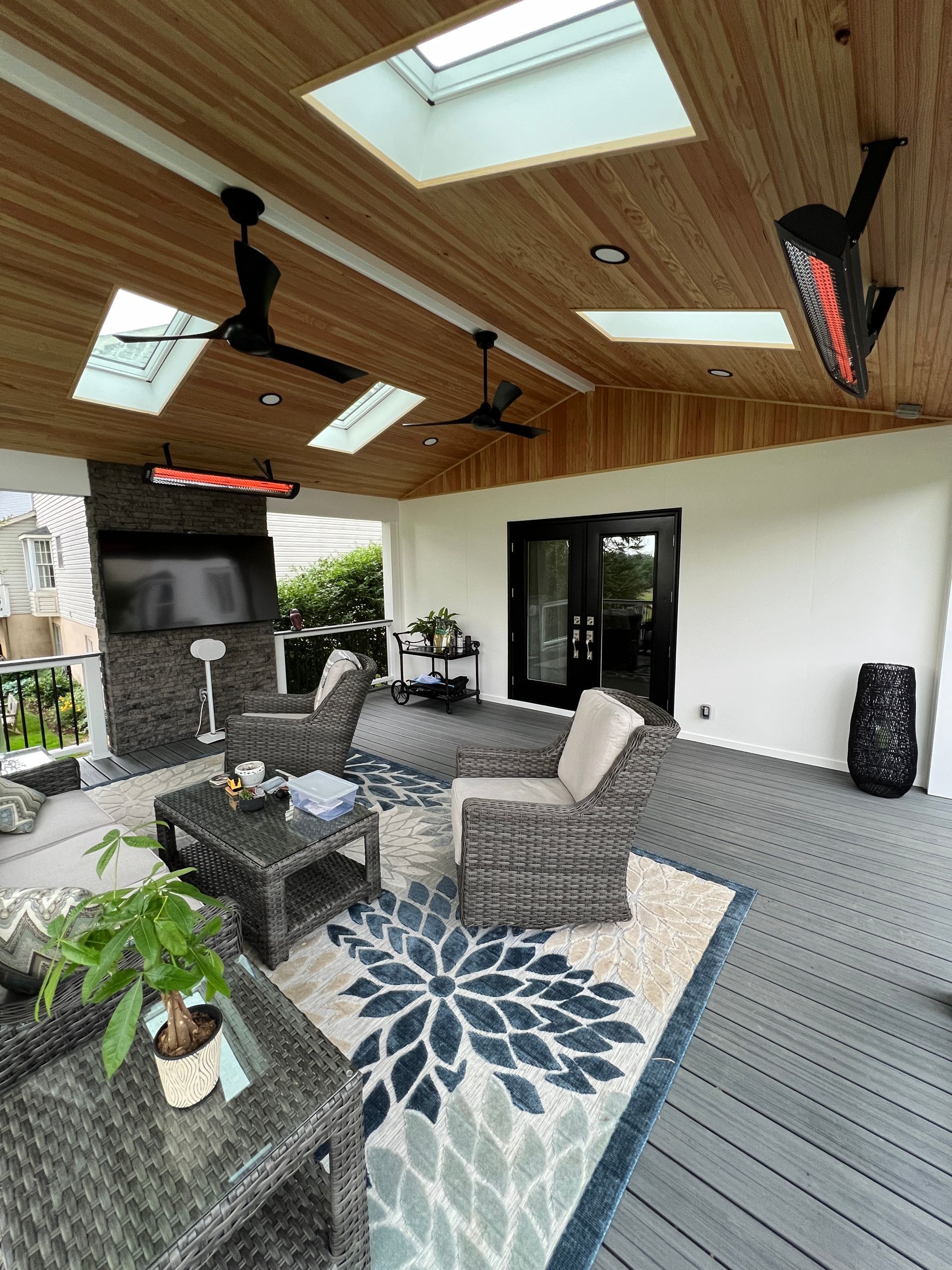Trex Open Porch with Heaters and Stamped Concrete patio in Leesburg, VA