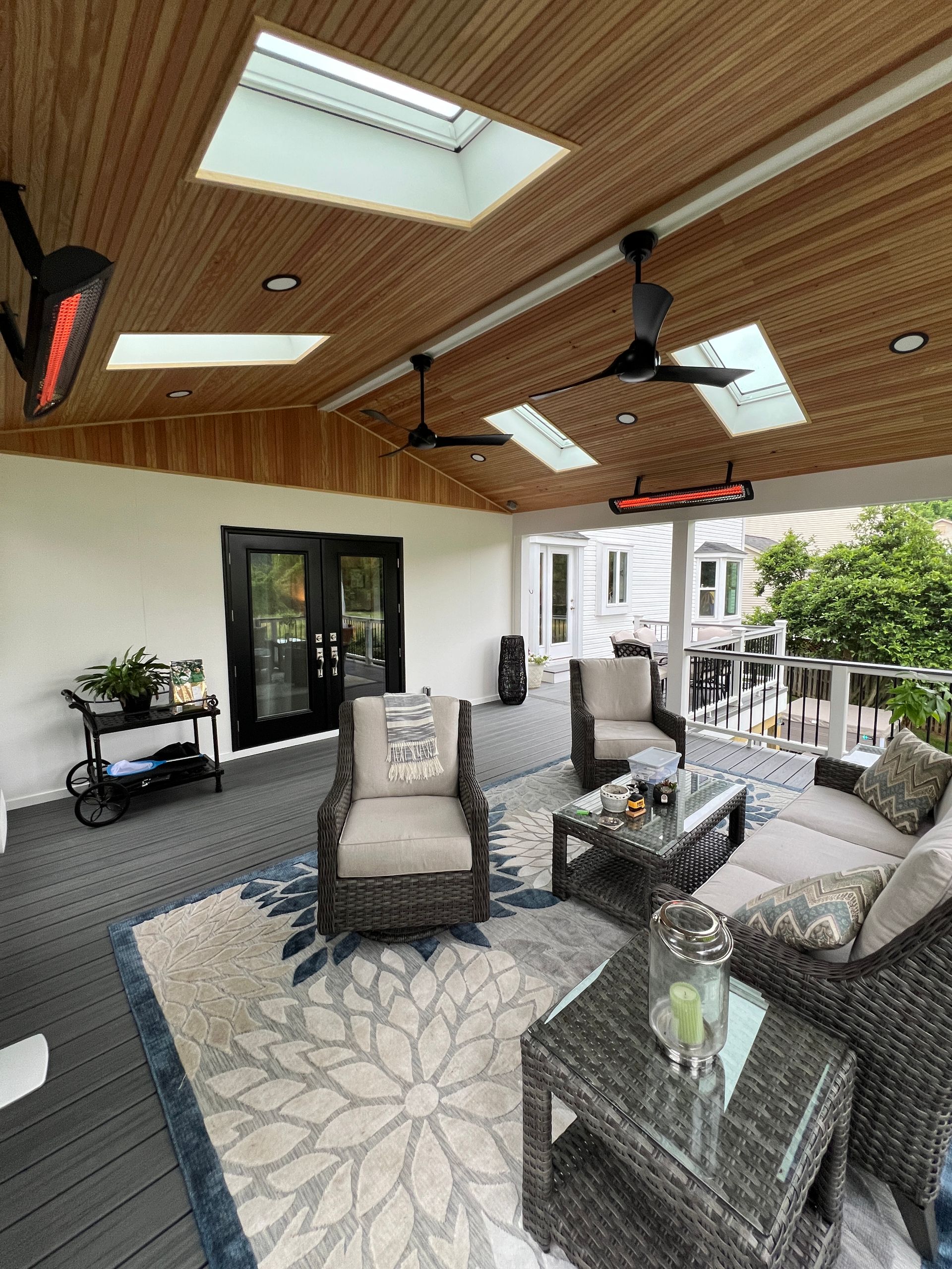 Trex Open Porch with Heaters and Stamped Concrete patio in Leesburg, VA
