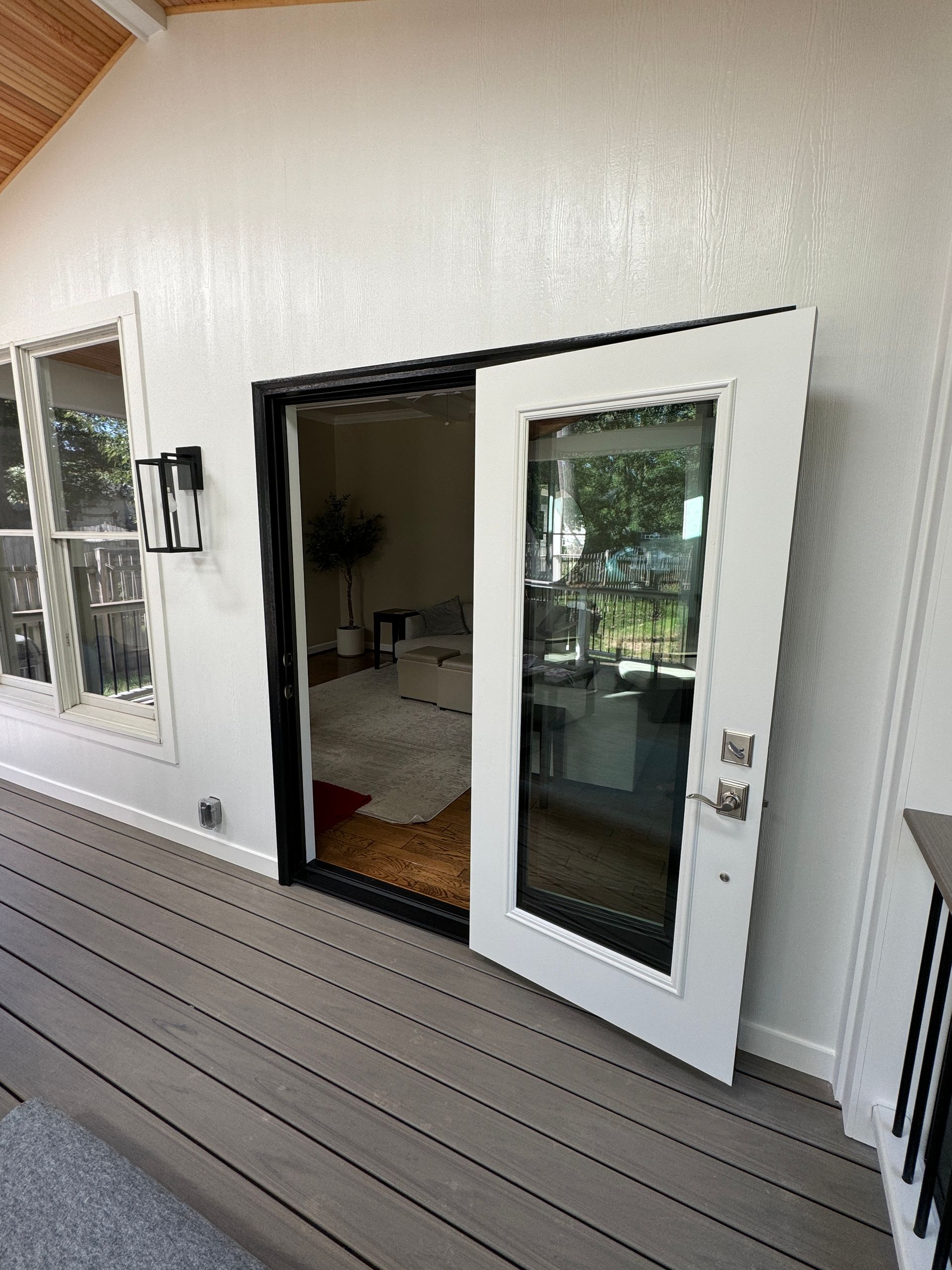 Trex screened-in porch with Screen eze, heaters and TV wall in Vienna, VA