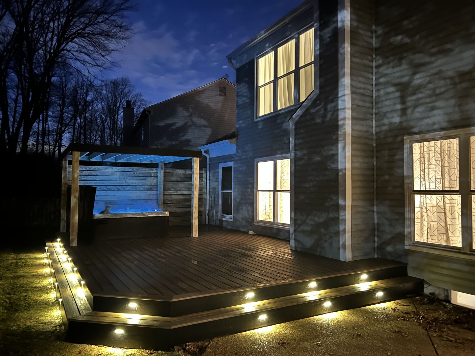 Ground Level Hot Tub Trex Deck in Woodbridge, VA