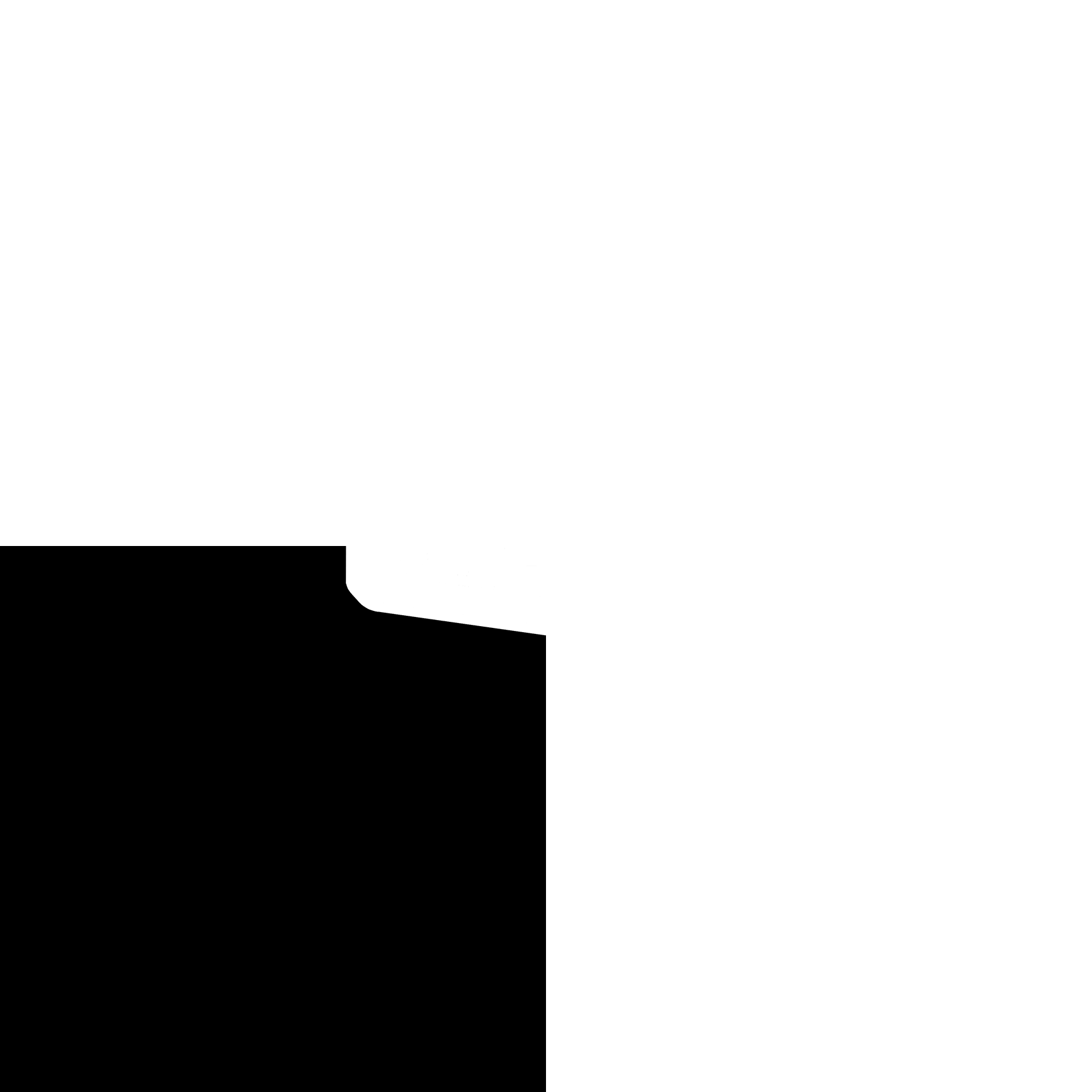 A black and white silhouette of a corner on a white background.