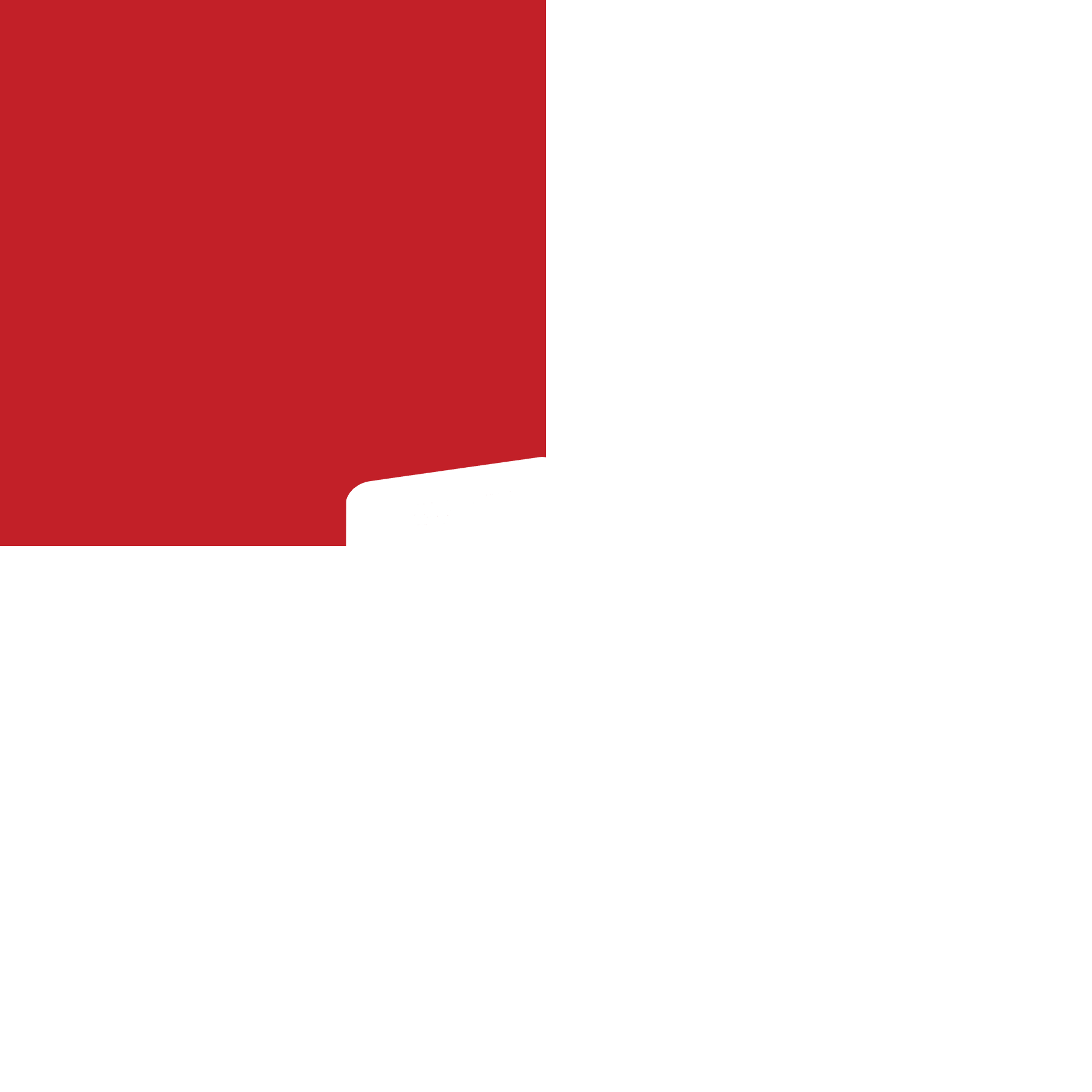 A red square is on a white background.